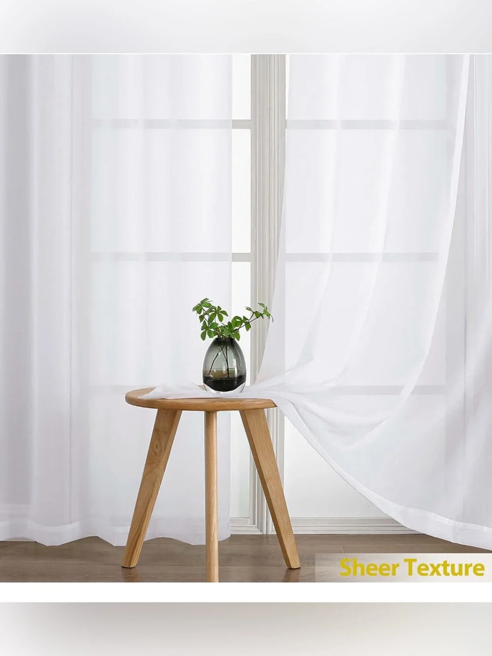 NWT 2 sets (4 panels) White Sheer Curtains 42” wide x 63” length.